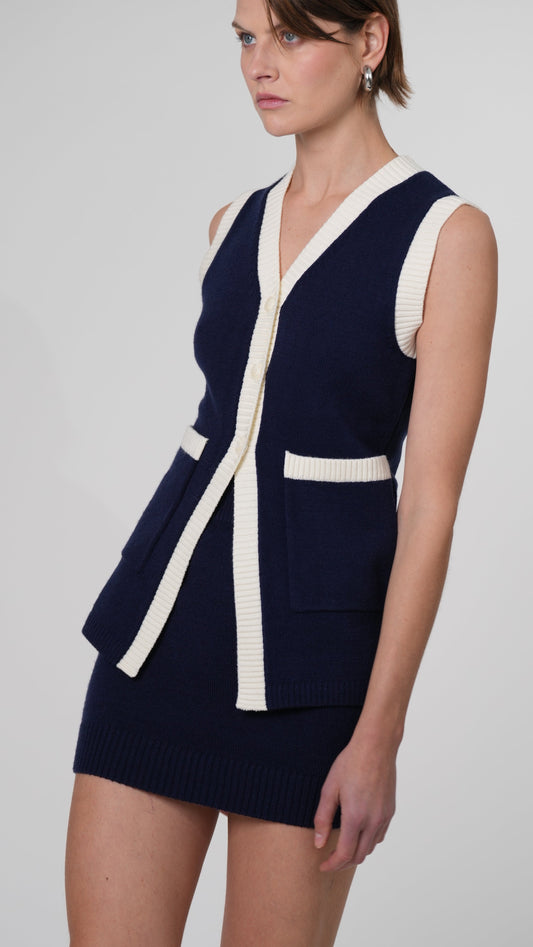 Katie Knit Vest - Navy Vest Parentezi