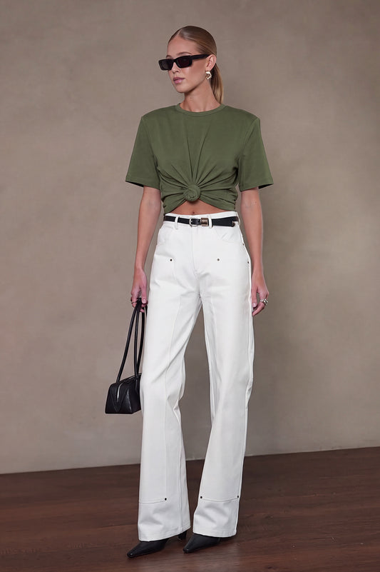 May Knot Tee - Olive Tops Parentezi