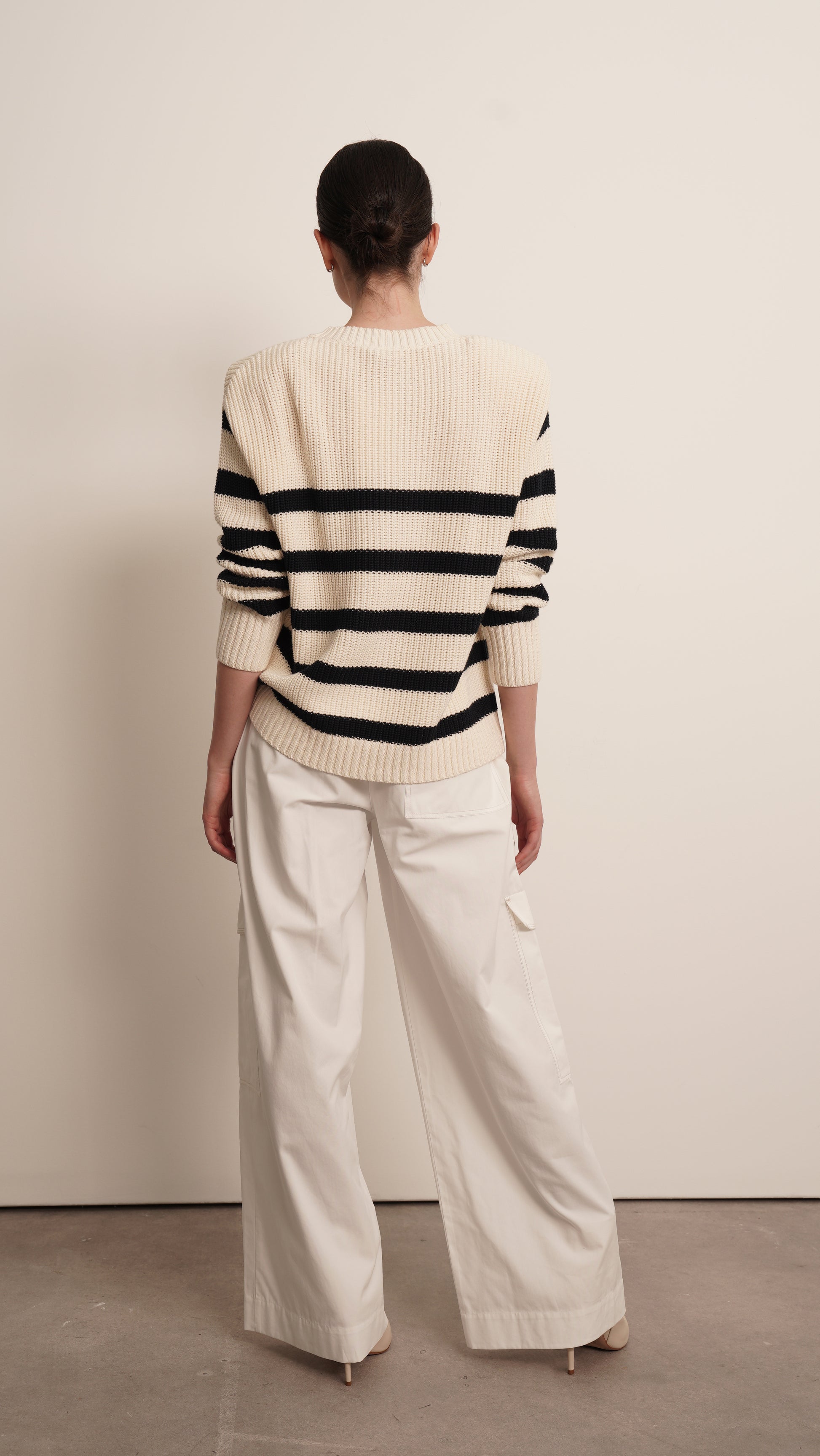 Mia Cotton Sweater - Navy Stripes Tops Parentezi