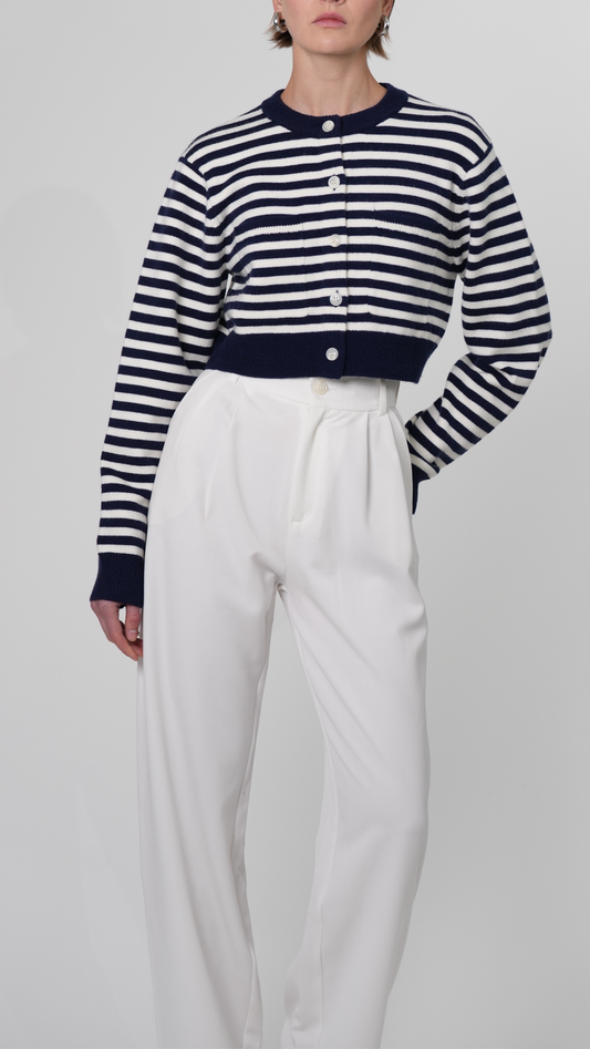 Antonella Crop Cardigan - Stripes Cardigan Parentezi