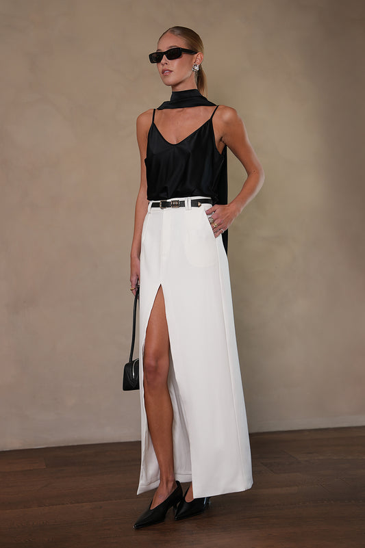 Alina Silk Scarf Top - Black Tops Parentezi