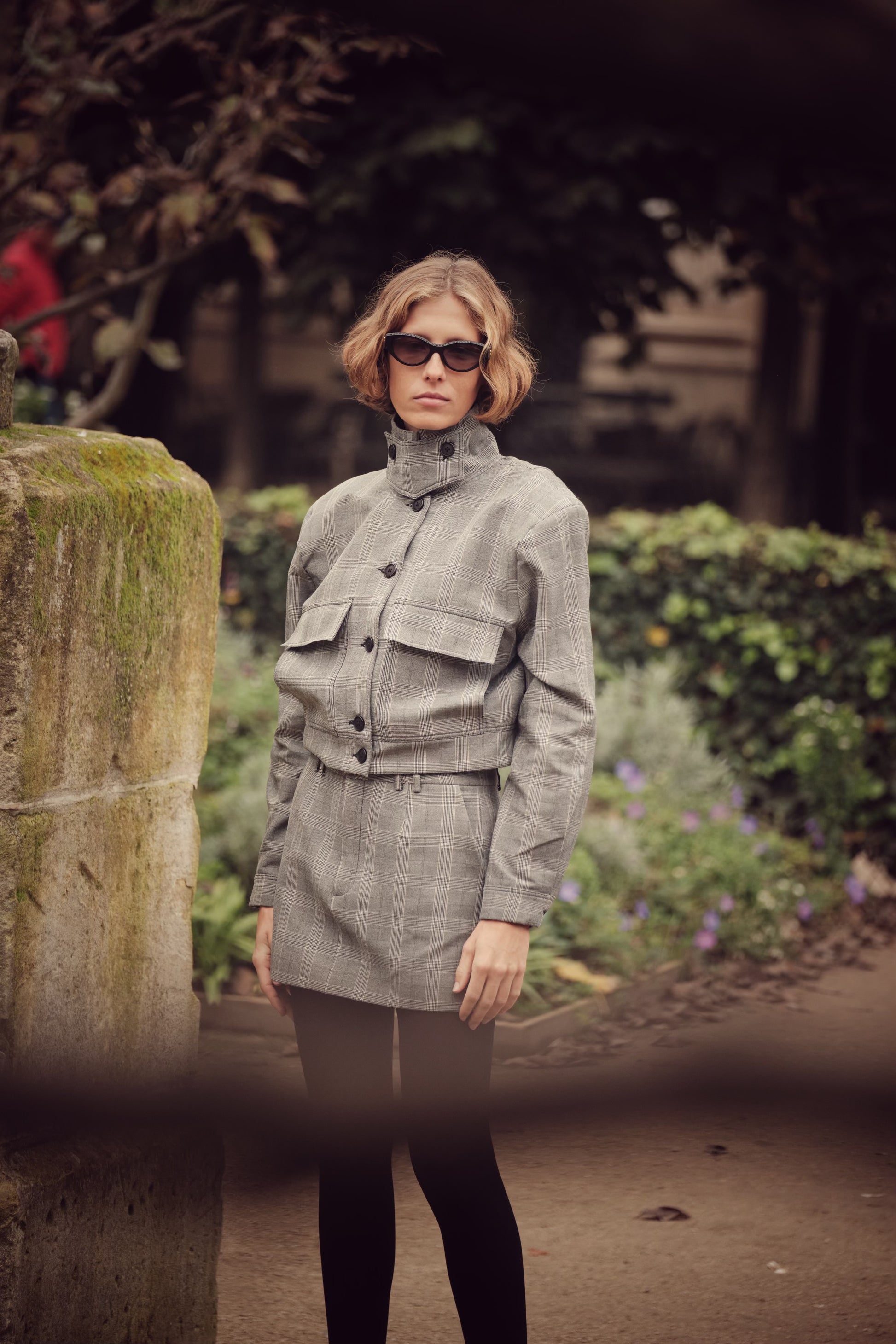 Phoebe Bomber Jacket - Plaid Grey Parentezi