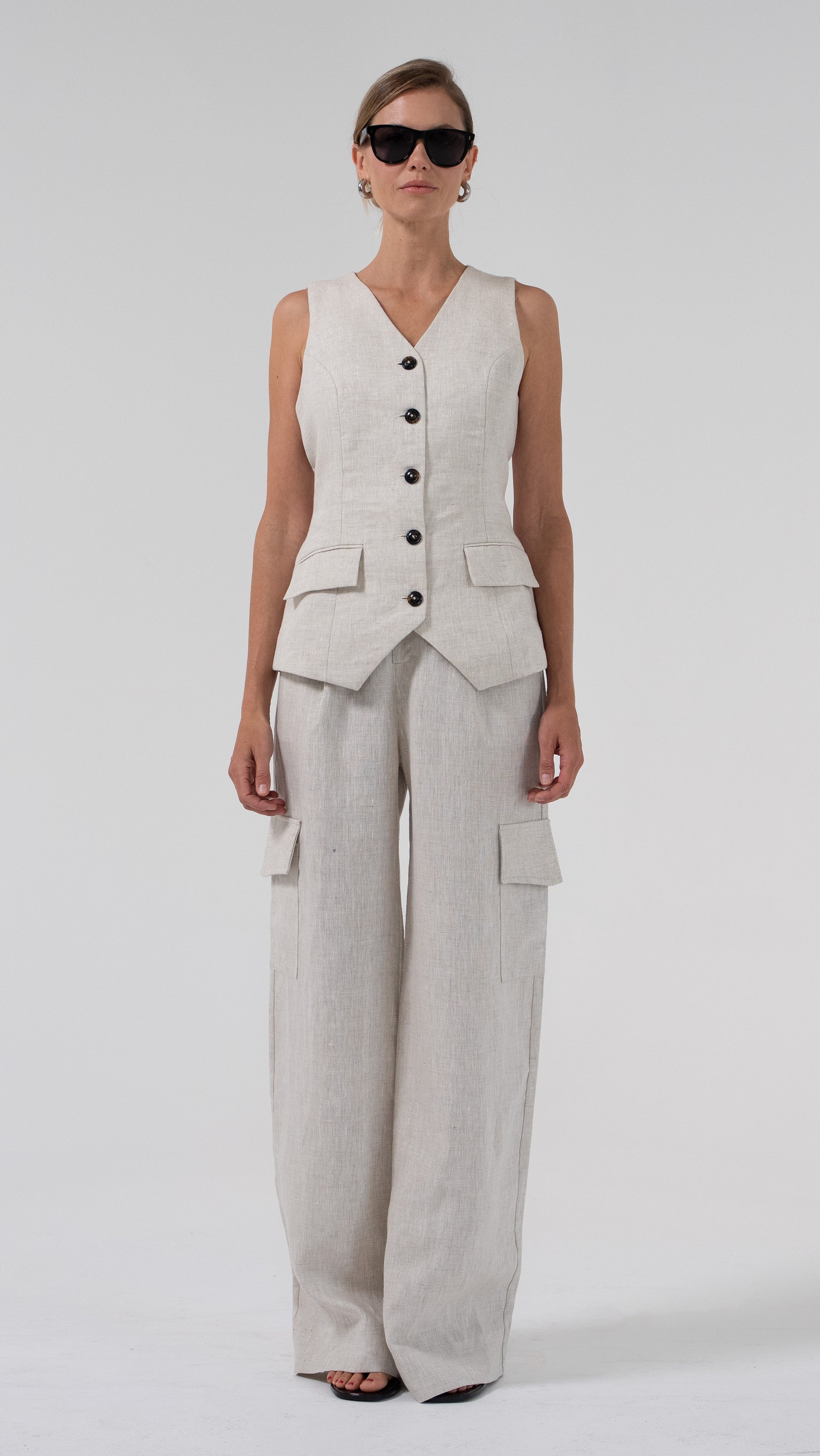 Monica Cargo Linen Pants BOTTOMS Parentezi