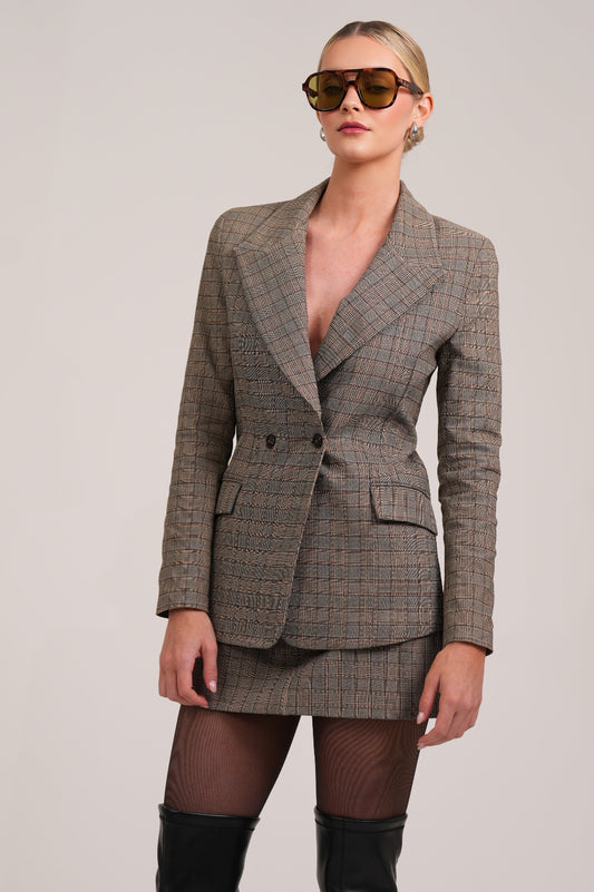Malene Blazer - Plaid Brown Parentezi