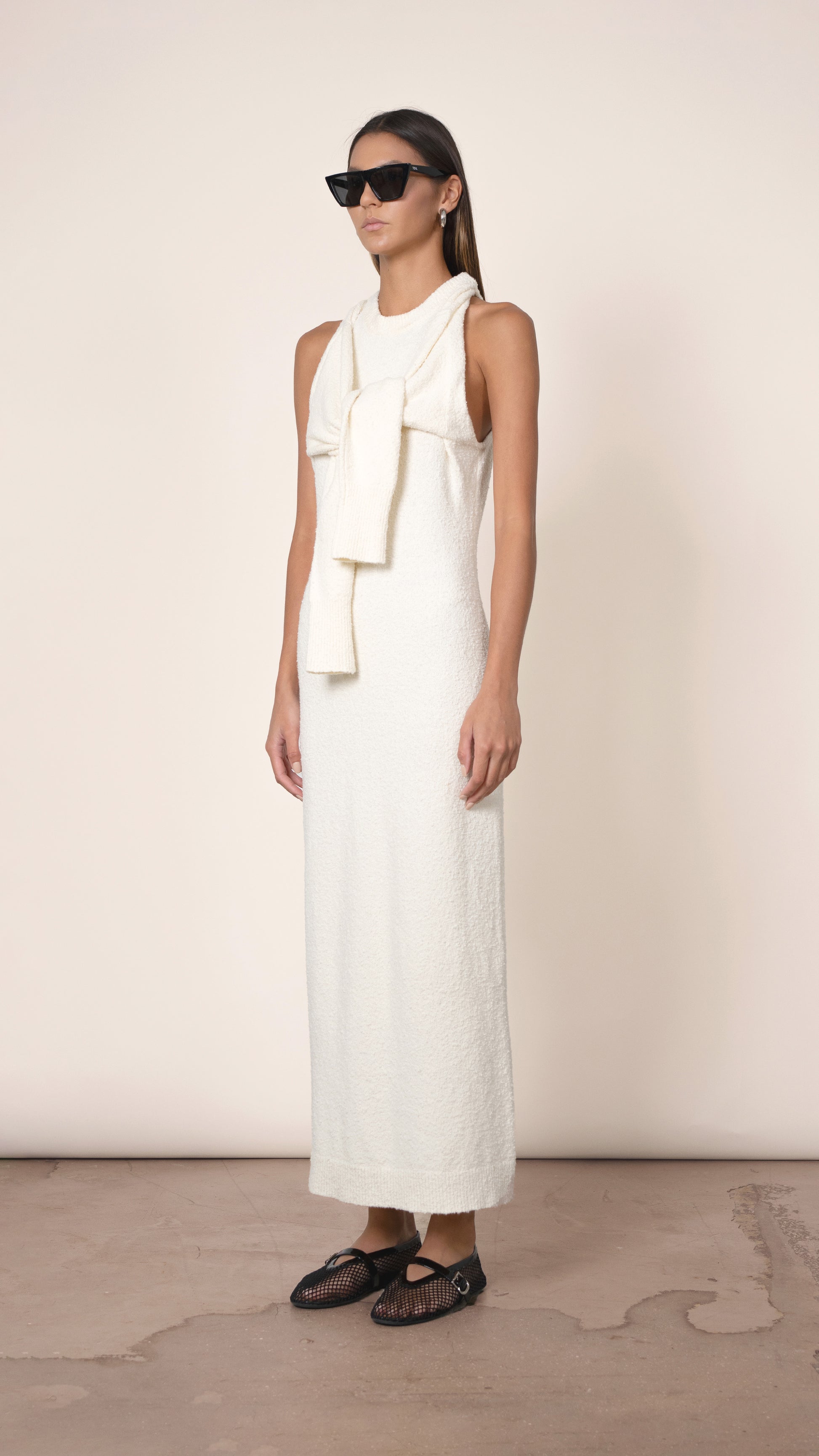 Jacqueline Wrapped Sweater Dress - Ivory Dress Parentezi