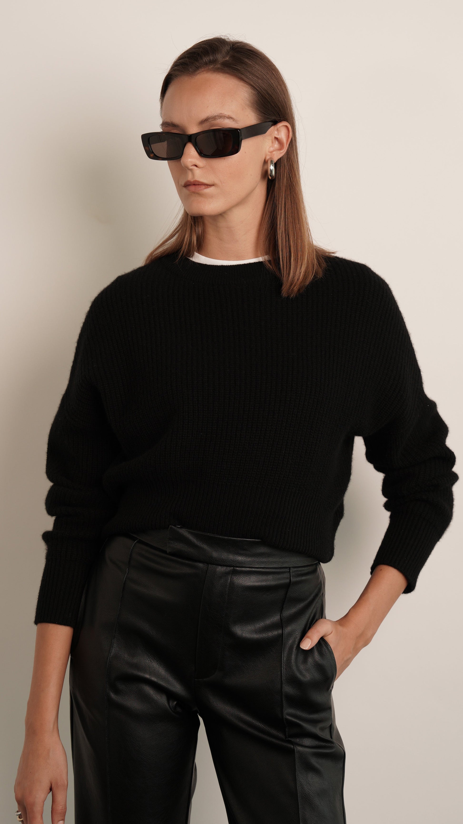 Cashmere Crewneck Pullover - Black Parentezi