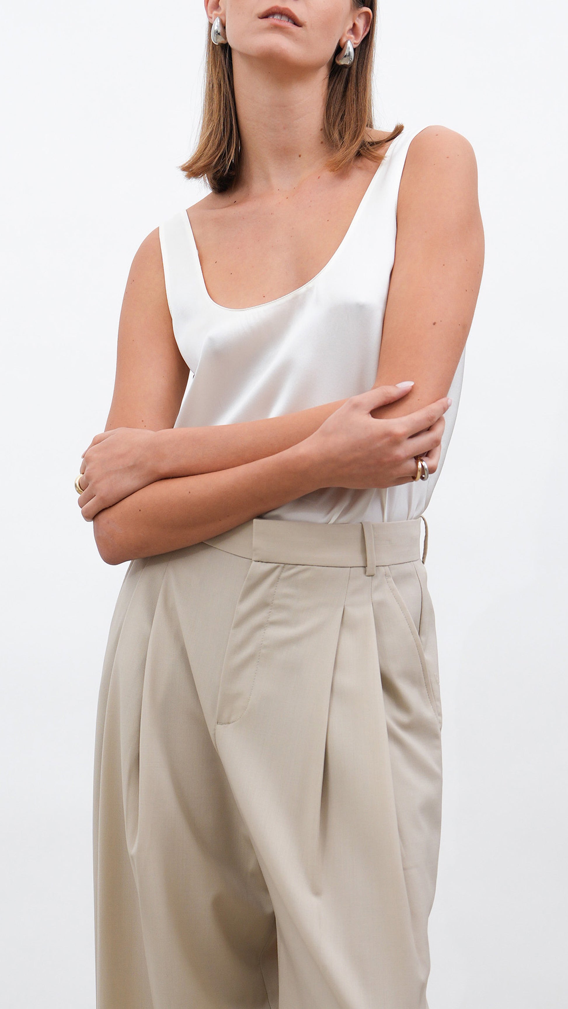 Isola Silk Cami - Off White Tops Parentezi