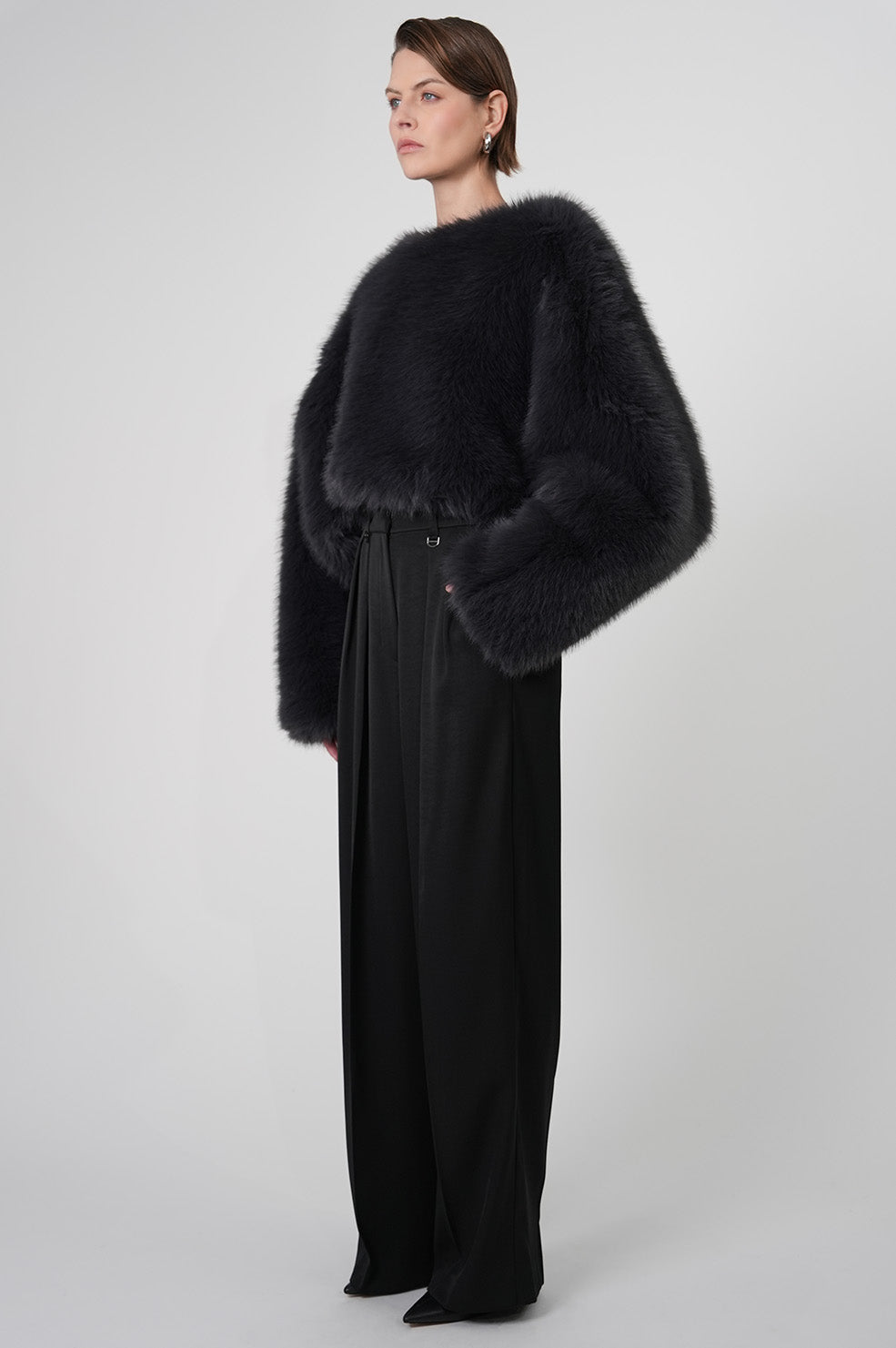 Lucienne Faux Fur Sweater - Charcoal Sweaters Parentezi