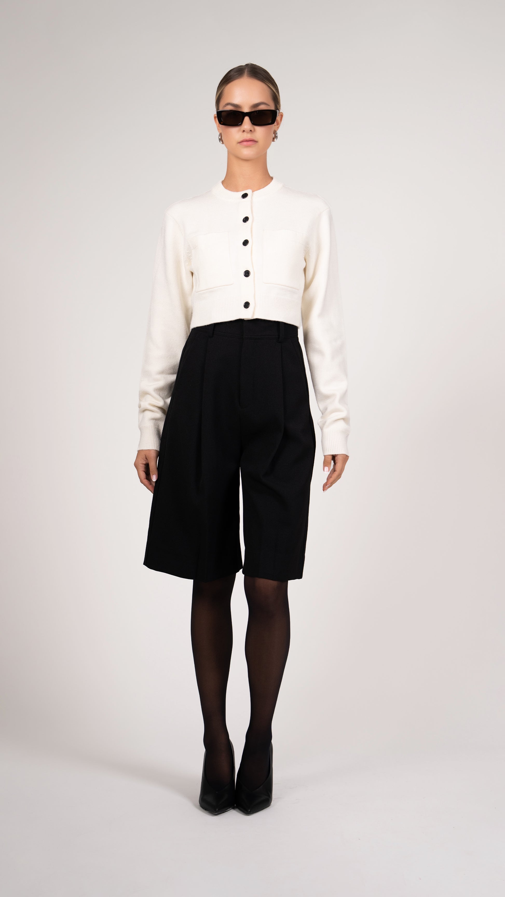 Antonella Crop Cardigan - Ivory Cardigan Parentezi