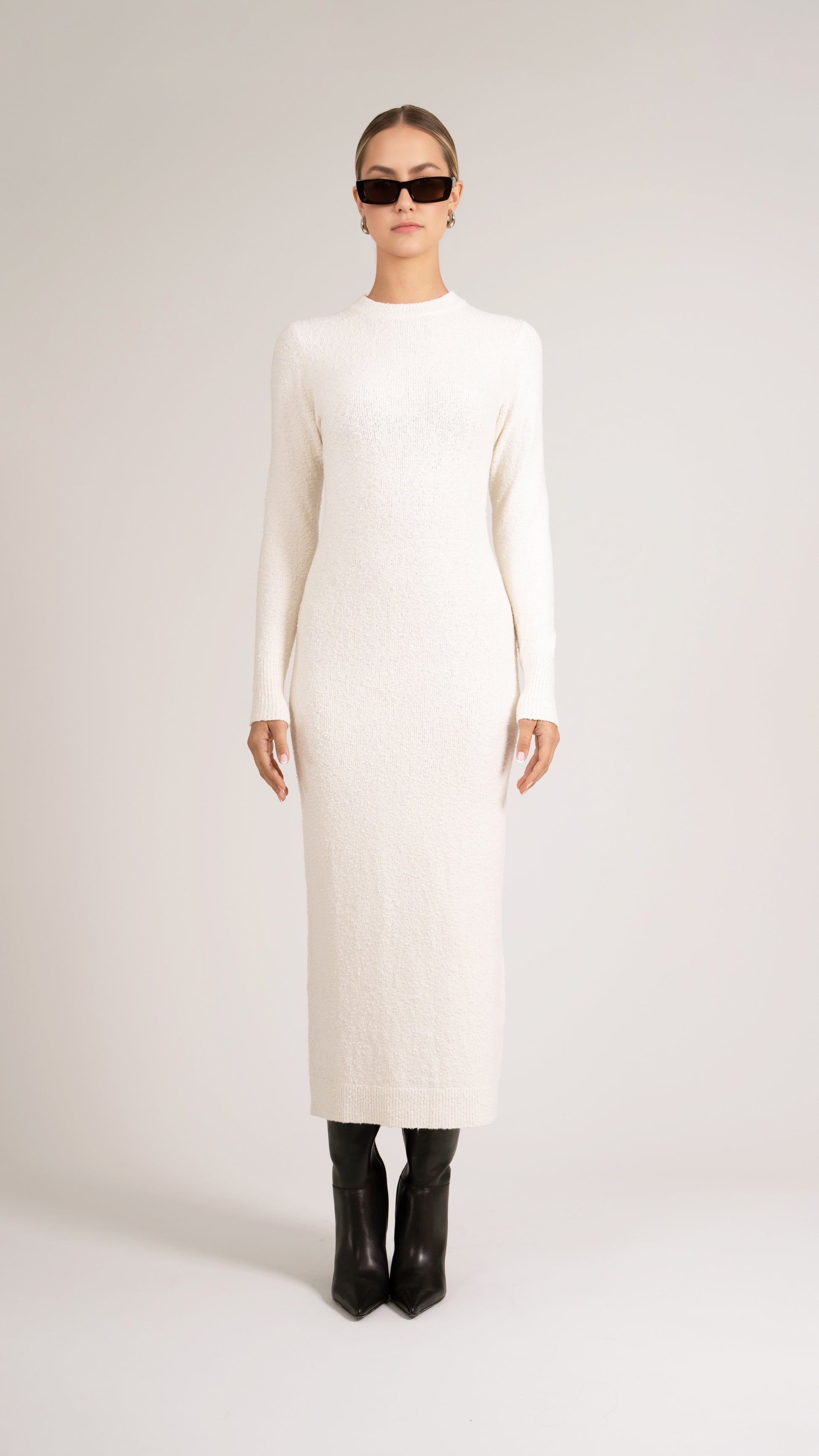 Jacqueline Wrapped Sweater Dress - Ivory Dress Parentezi