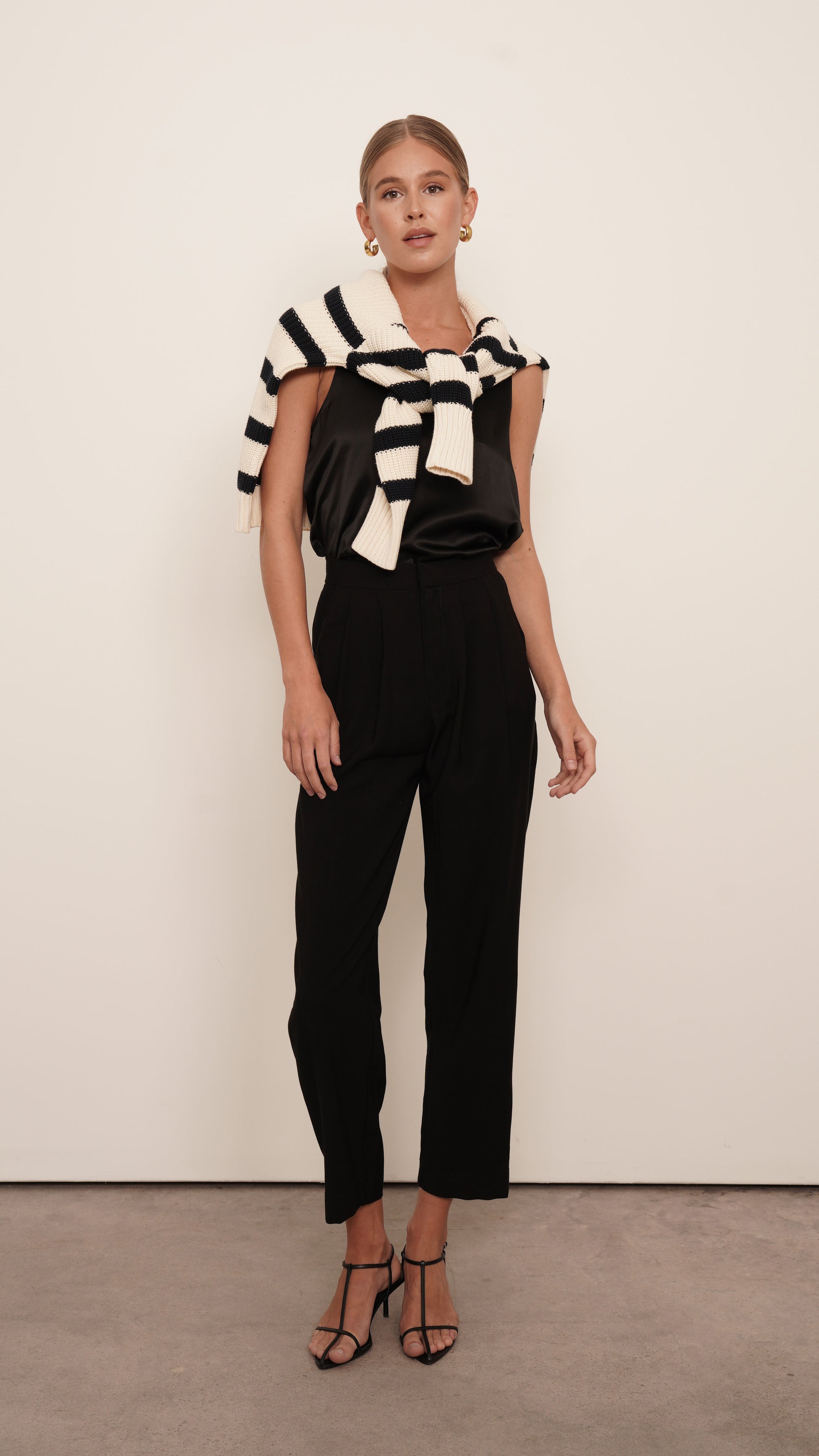 Mia Cotton Sweater - Navy Stripes Tops Parentezi