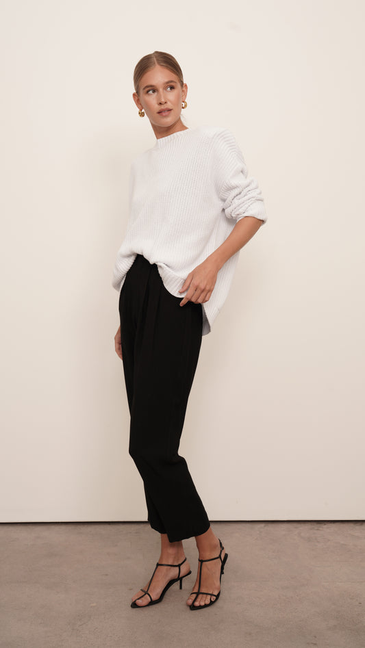 Mia Cotton Sweater - Sky White Tops Parentezi