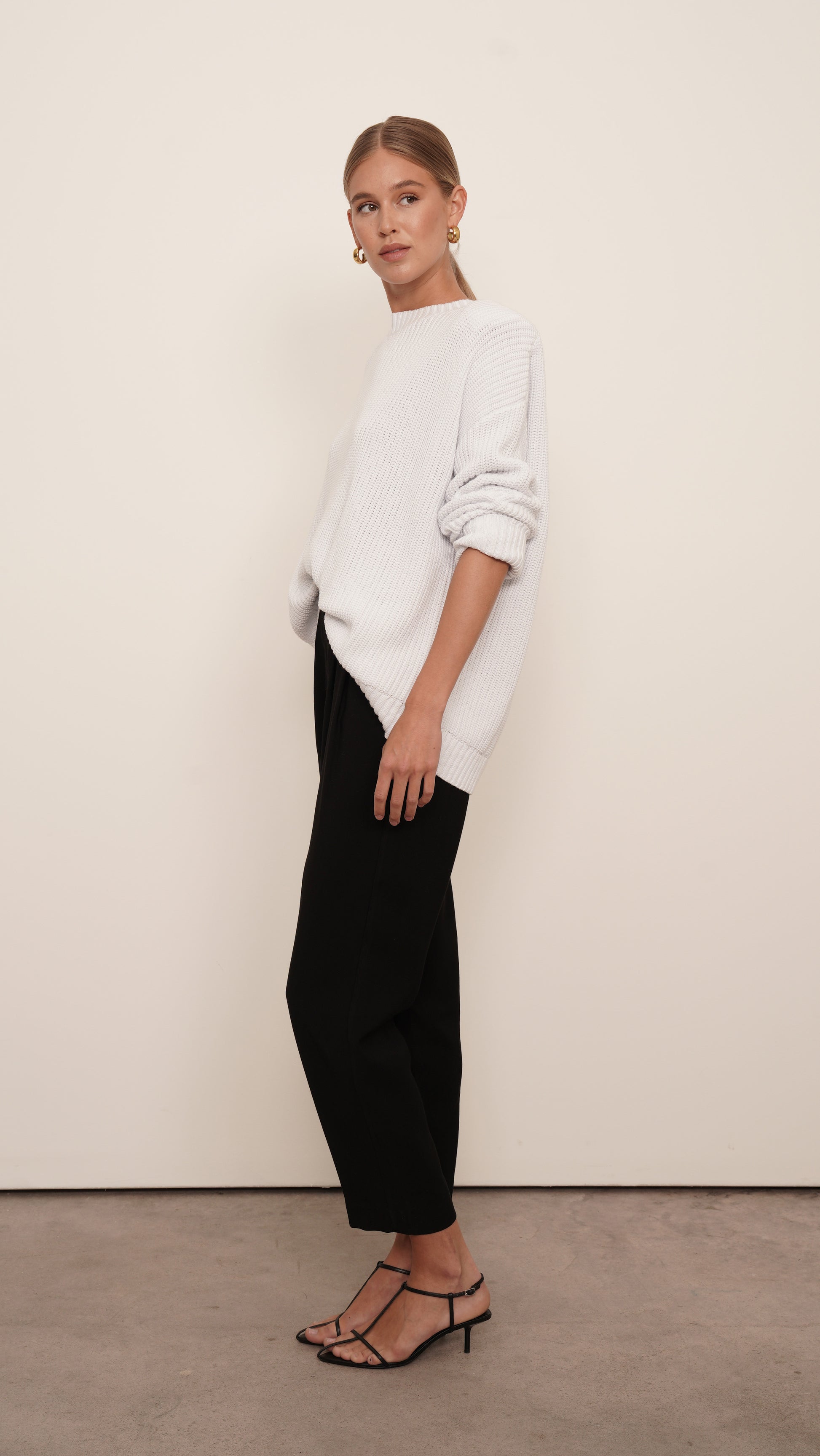 Mia Cotton Sweater - Sky White Tops Parentezi