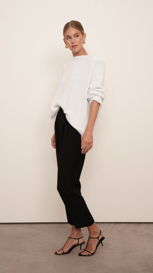 Mia Cotton Sweater - Sky White Tops Parentezi