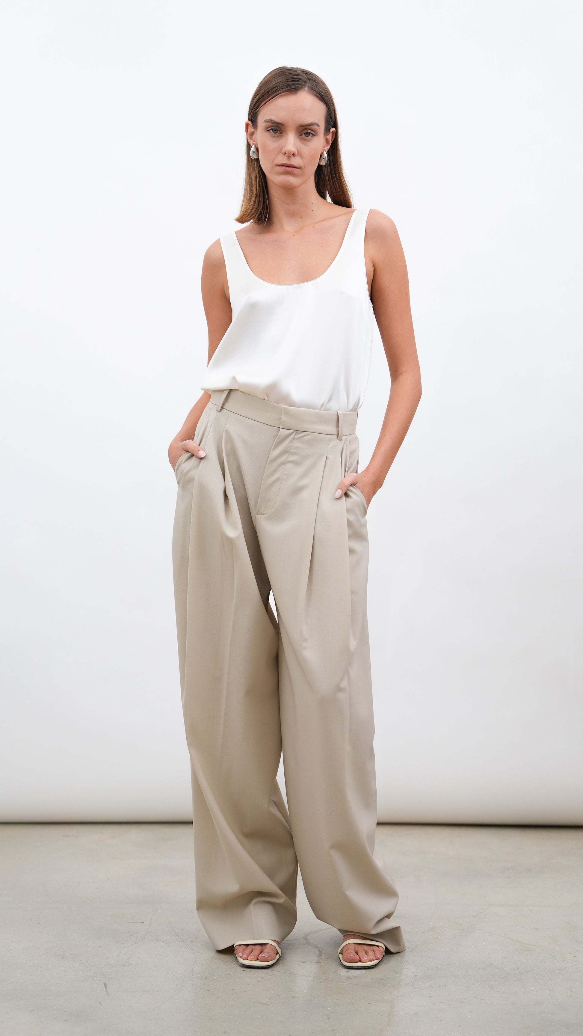 Isola Silk Cami - Off White Tops Parentezi