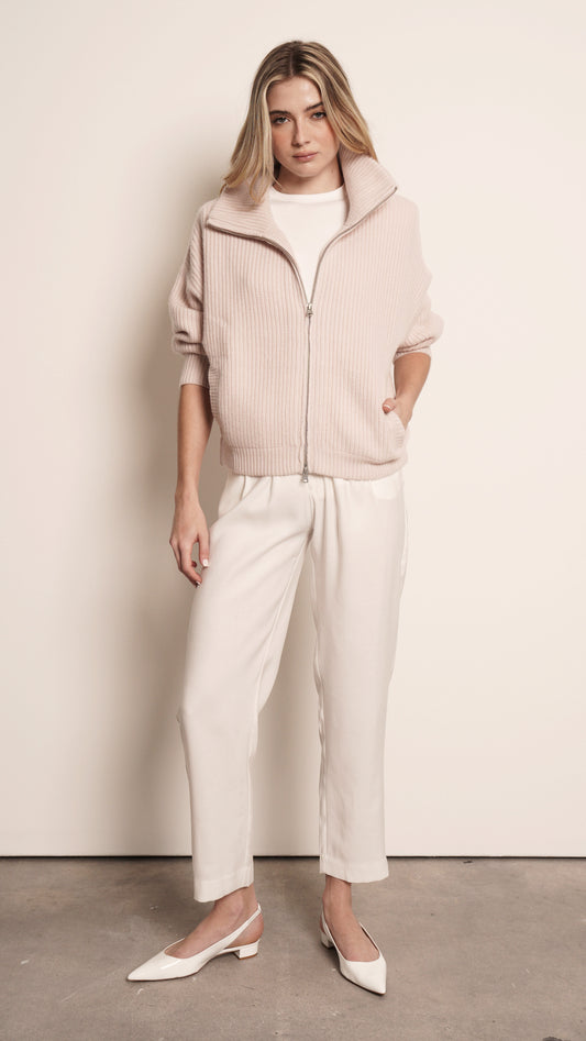 Cashmere Zip Cardigan - Baby Rose Cardigan Parentezi