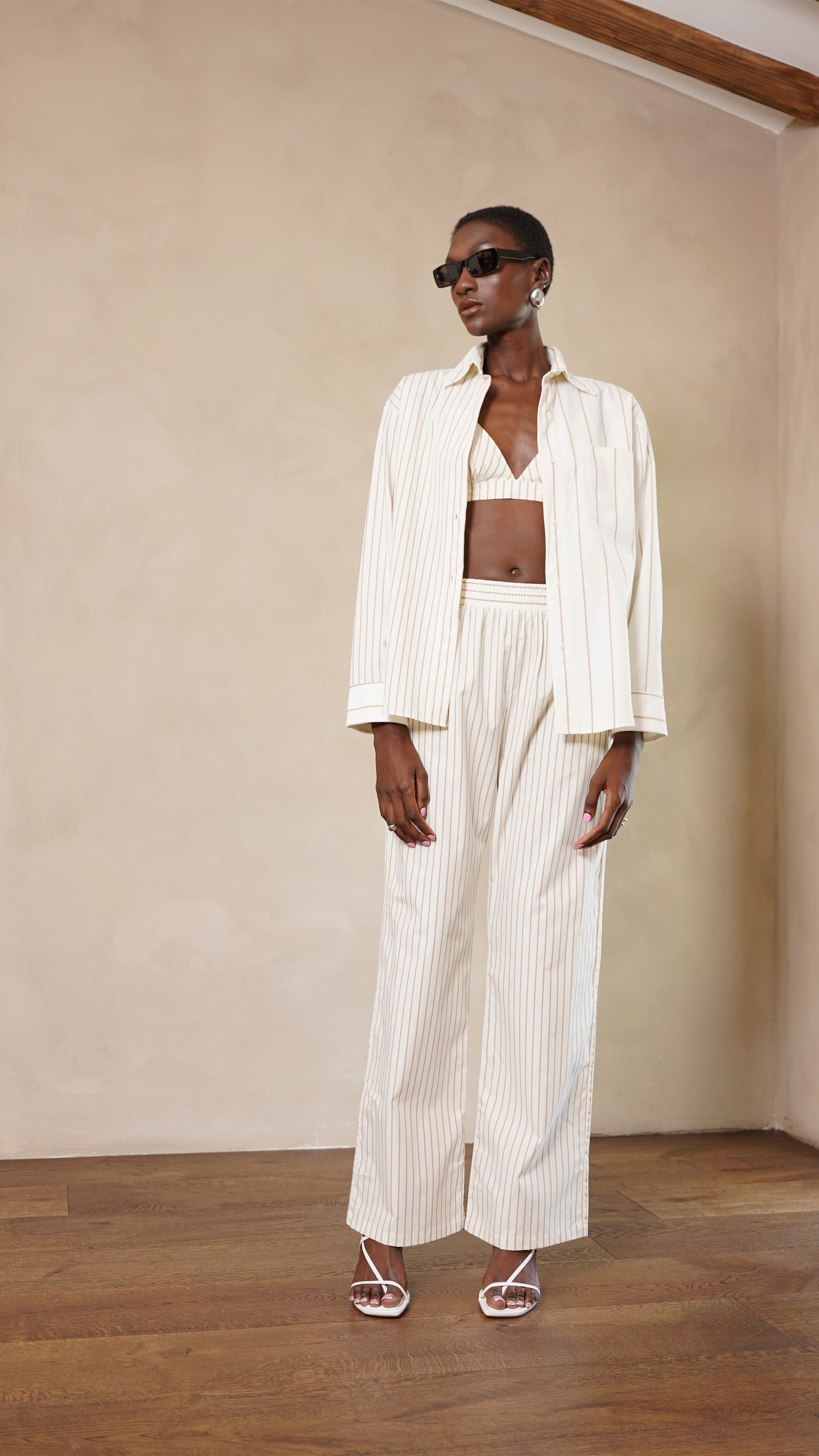 Nina Shirt - Ivory/Camel Tops Parentezi Ivory XS