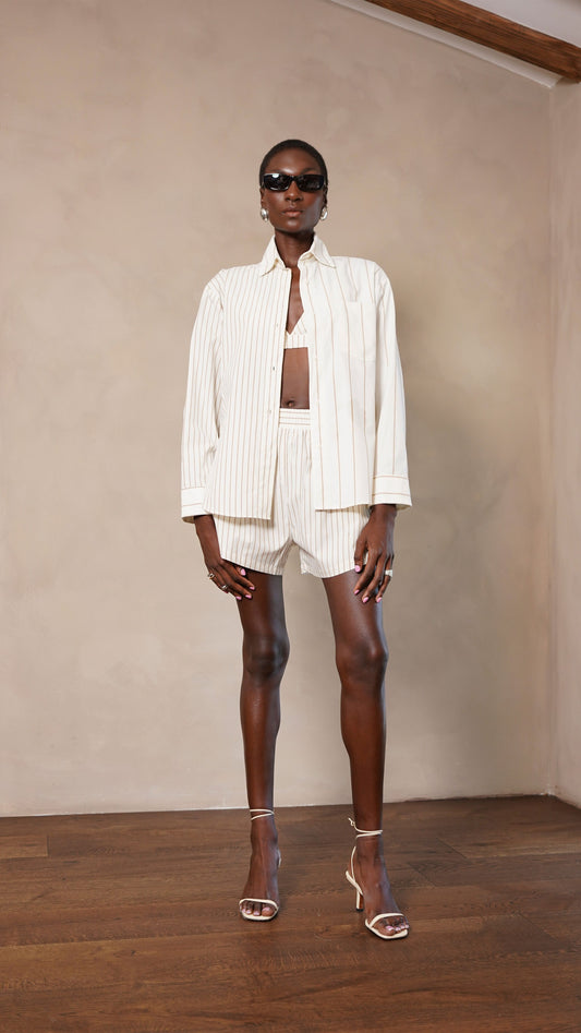 Nina Shirt - Ivory/Camel Tops Parentezi