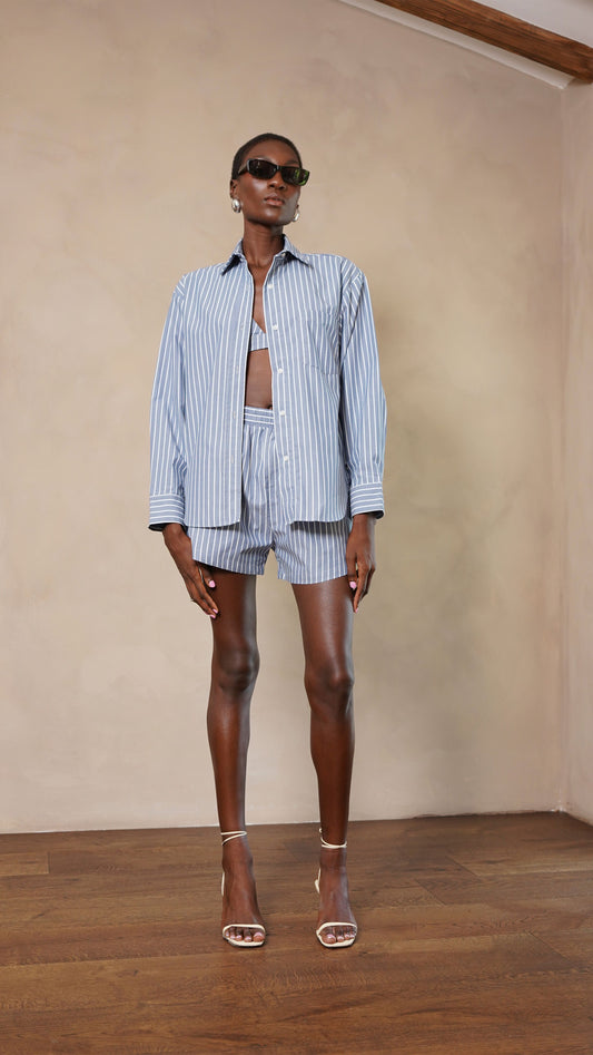 Cleo Shorts - Blue/White BOTTOMS Parentezi