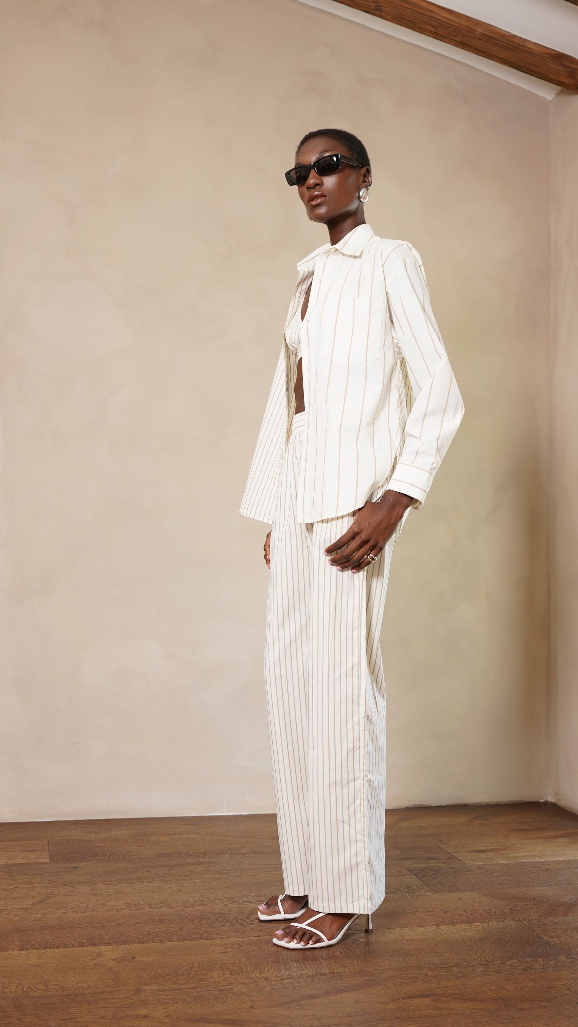 Nina Shirt - Ivory/Camel Tops Parentezi