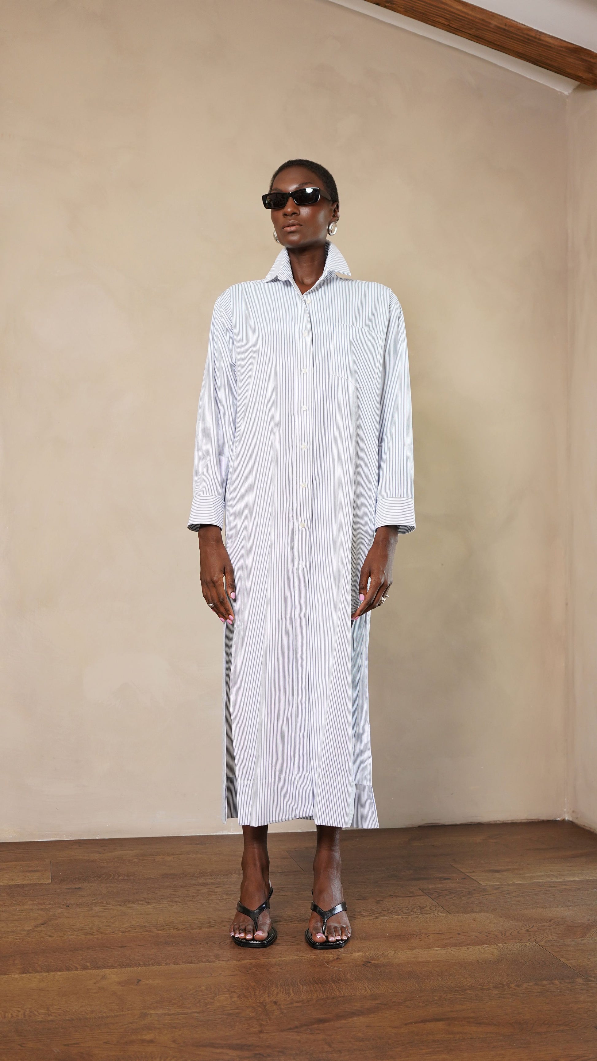 Leni Dress - Blue Stripe Dress Parentezi