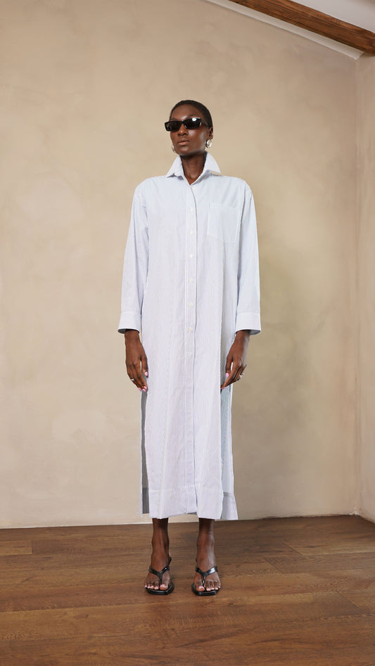 Leni Dress - Blue Stripe Dress Parentezi