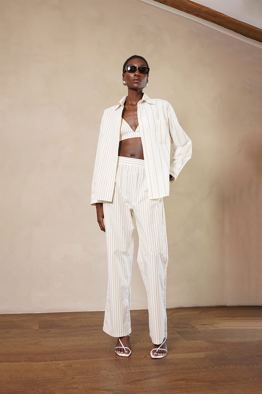 Nina Shirt - Ivory/Camel Tops Parentezi