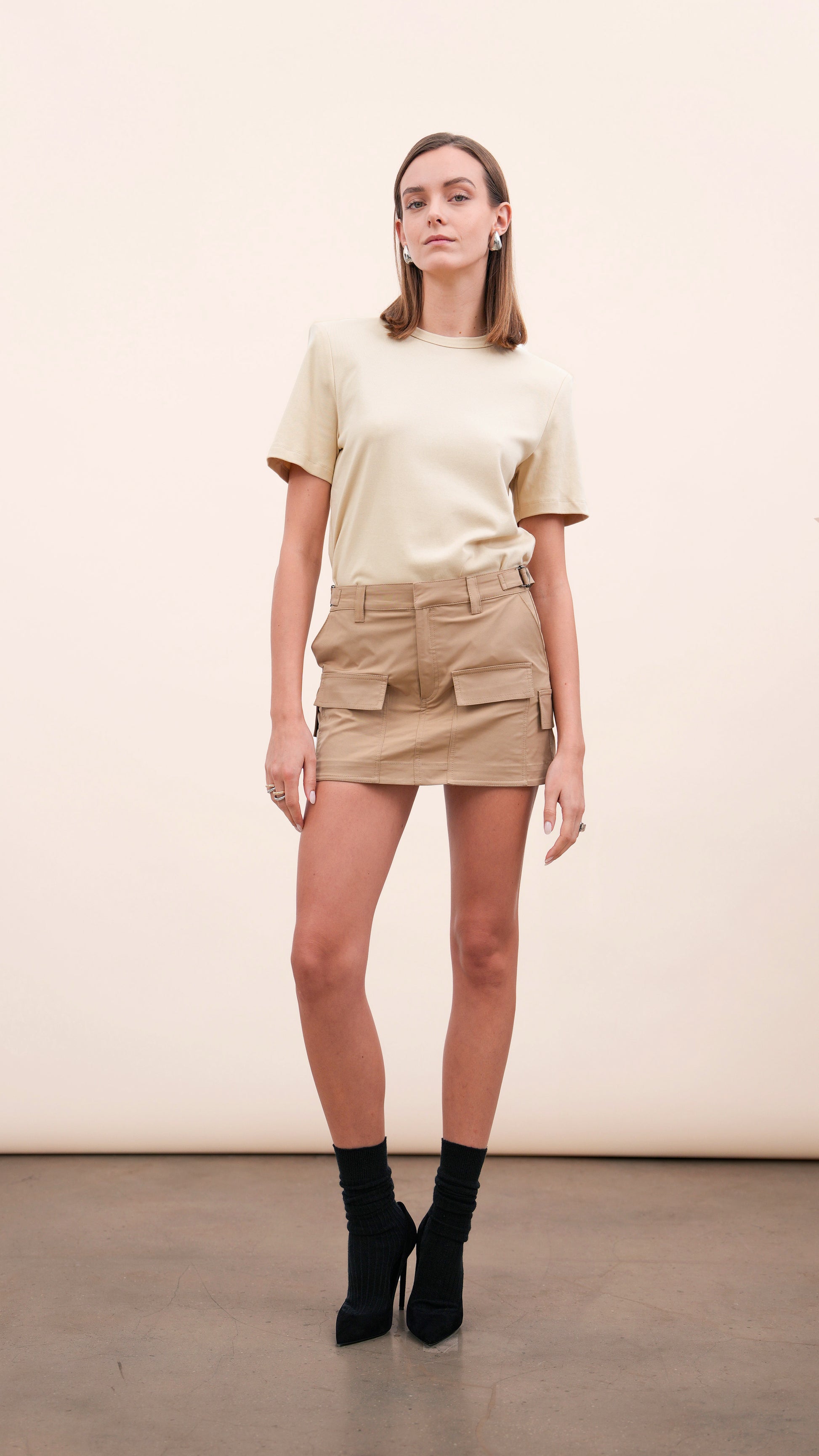 Shoulder Pad Tee - Camel Tops parentezi Camel XS