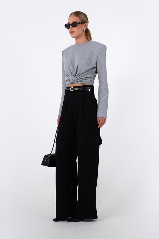 Lora Knot Longsleeve - Grey Tops Parentezi