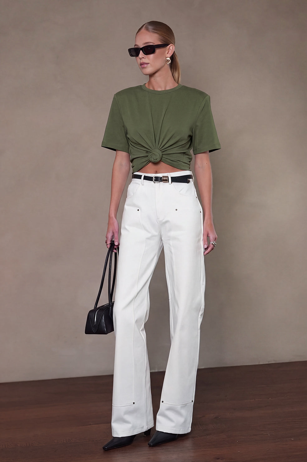 May Knot Tee - Olive Tops Parentezi