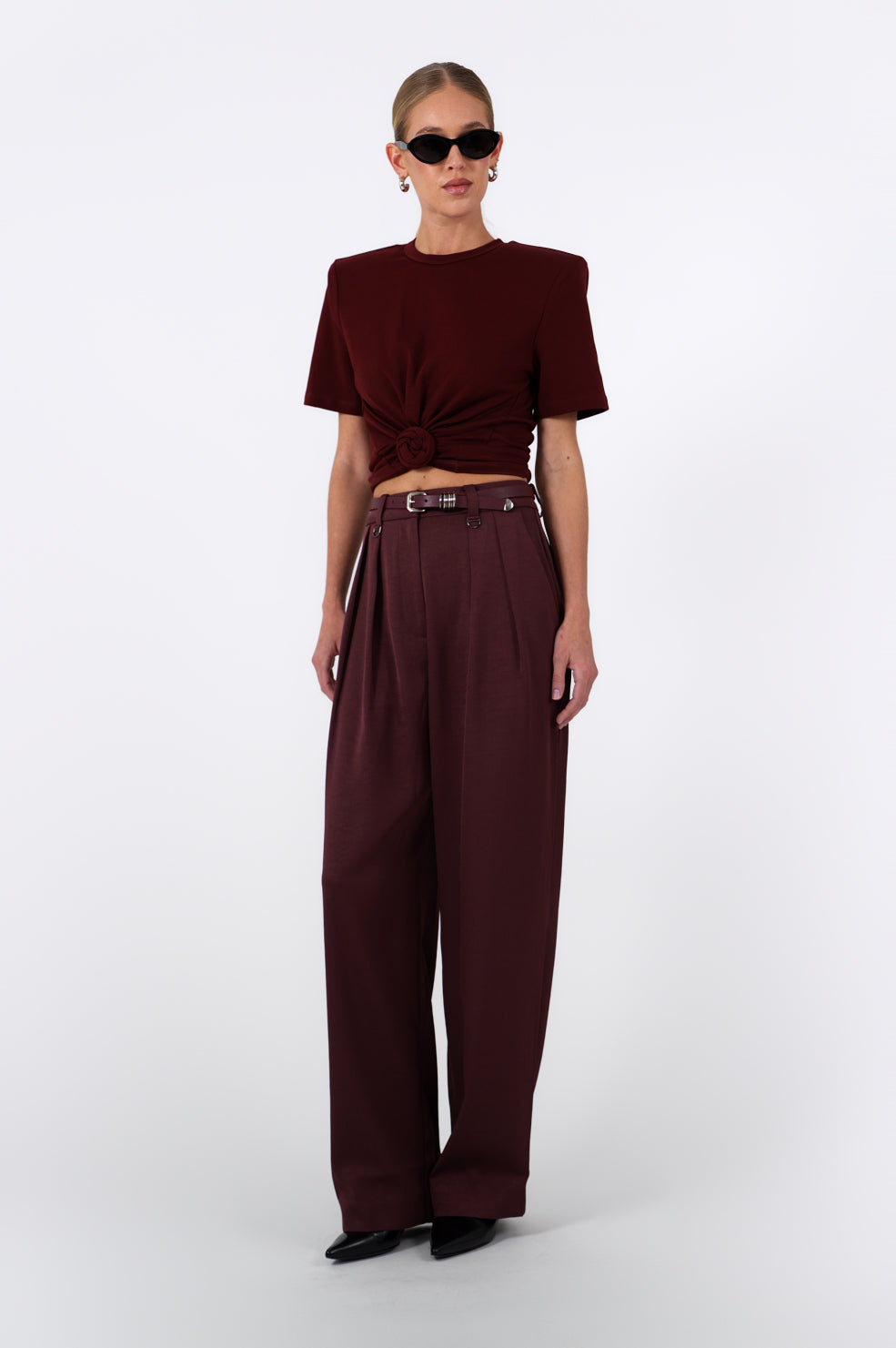 May Knot Tee - Burgundy Tops Parentezi