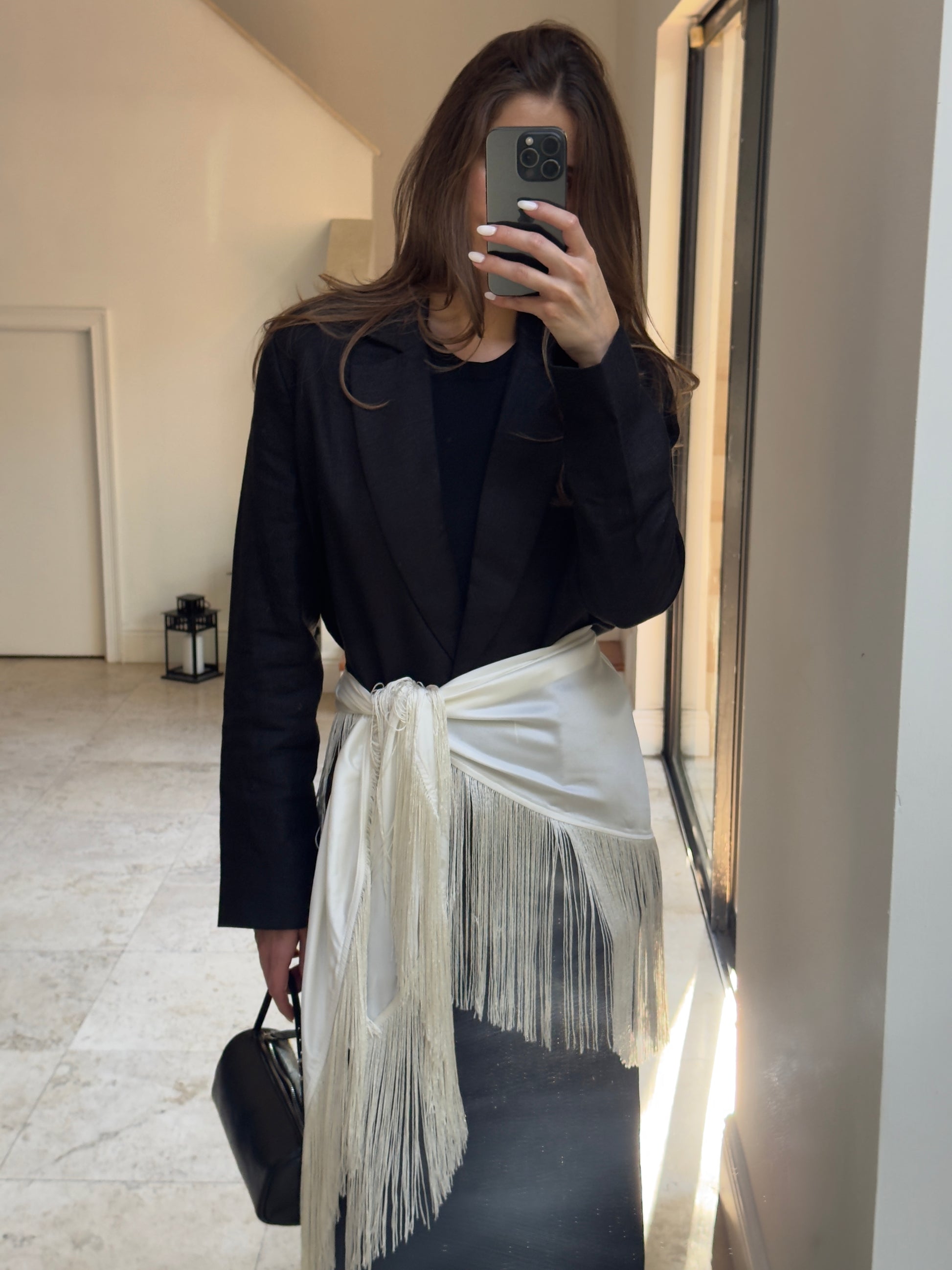 Fringe Silk Scarf Tops Parentezi