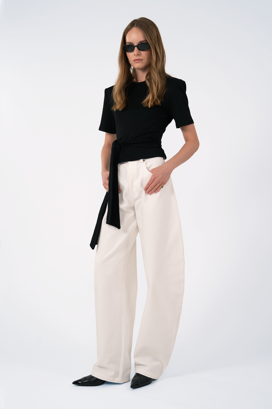 Leonie Wrap Tee - Black Tops Parentezi