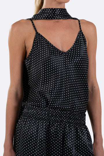 Alina Silk Scarf Top - Polka Dot