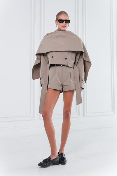 ジャケット・アウター willfully / big silhouette trench shell Celina - Trench Jacket Cropped Oversized Belted | Parentezi