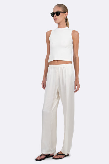 Clara Satin Pant -Off White BOTTOMS Parentezi