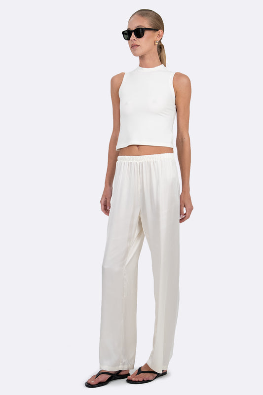 Clara Satin Pant -Off White BOTTOMS Parentezi