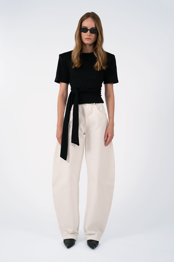 Leonie Wrap Tee - Black