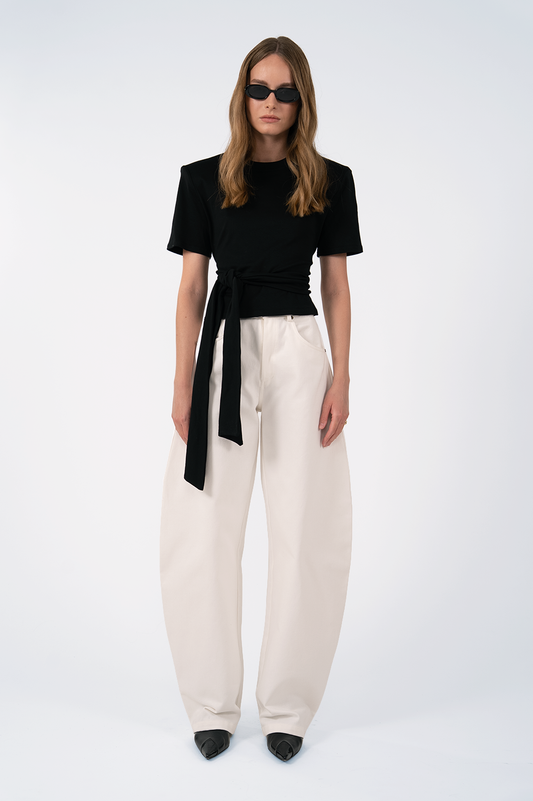 Leonie Wrap Tee - Black Tops Parentezi