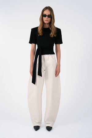 Leonie Wrap Tee - Black