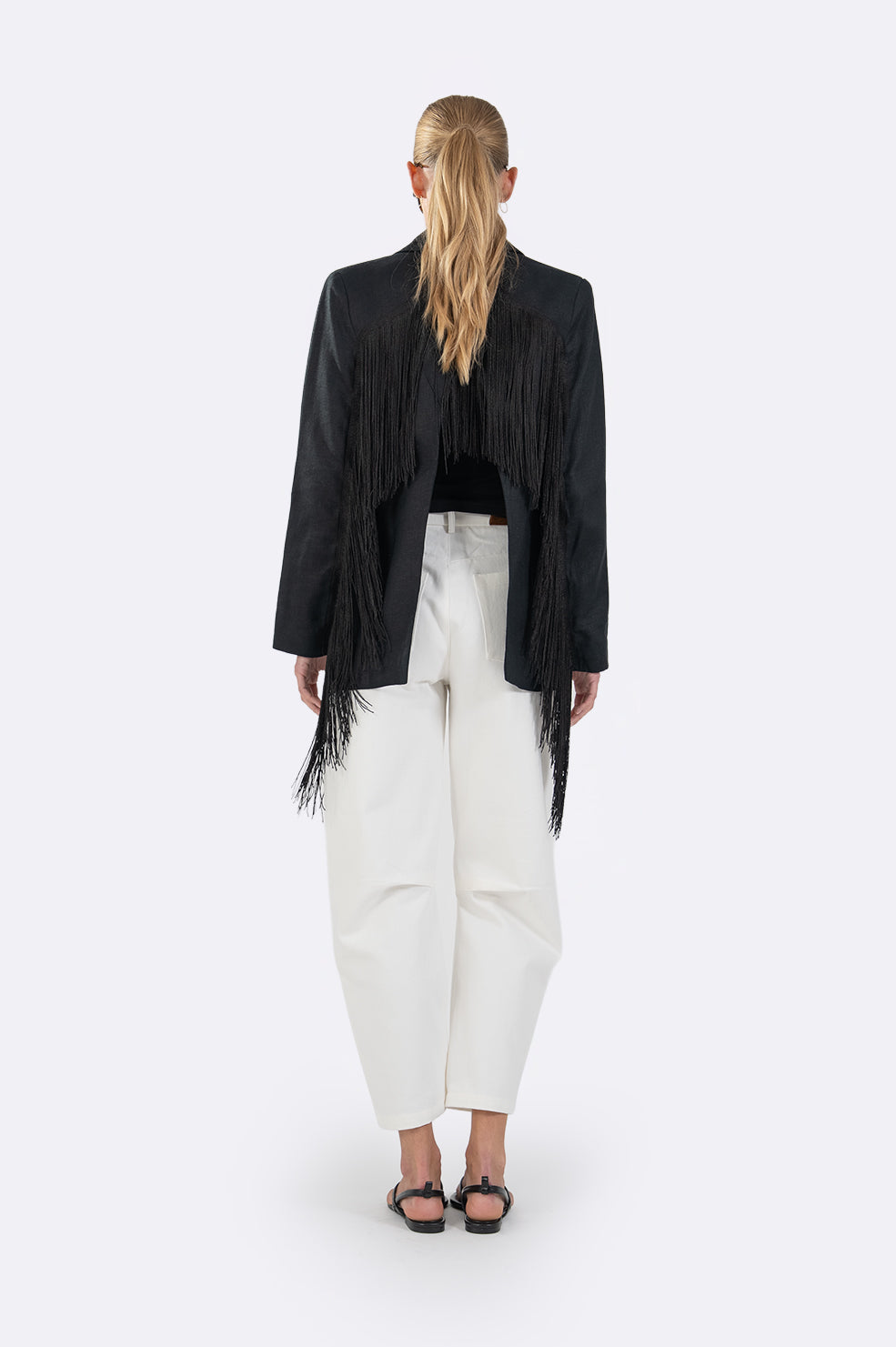 Vivienne Linen Fringe Blazer - Black Blazer Parentezi