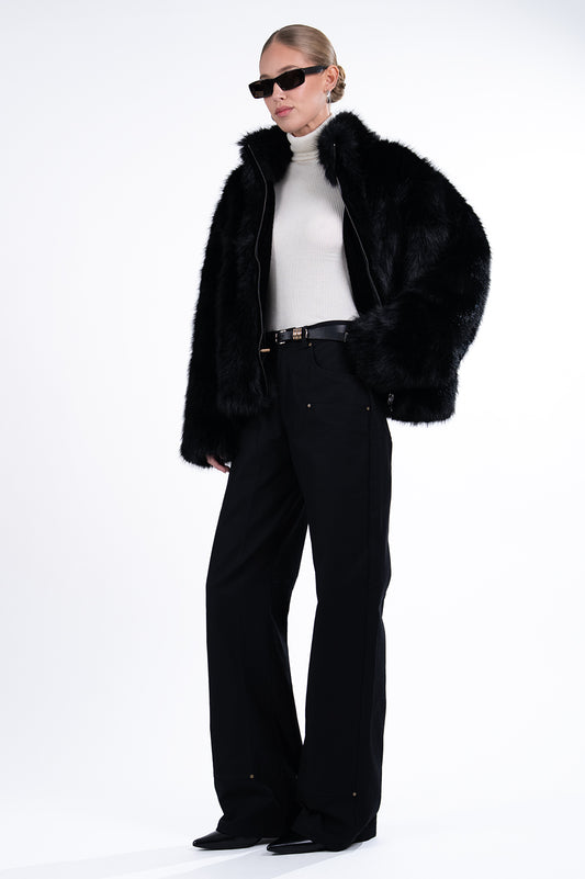 Jacqueline Faux Fur Coat - Black