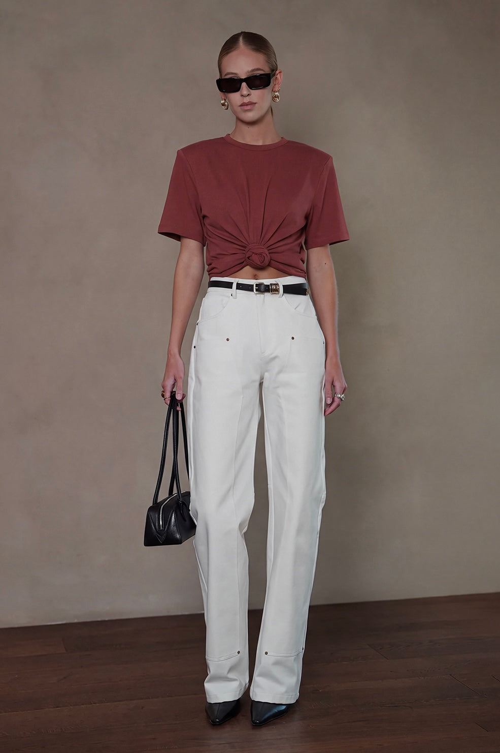 May Knot Tee - Burgundy Tops Parentezi
