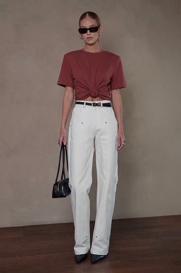 May Knot Tee - Burgundy Tops Parentezi