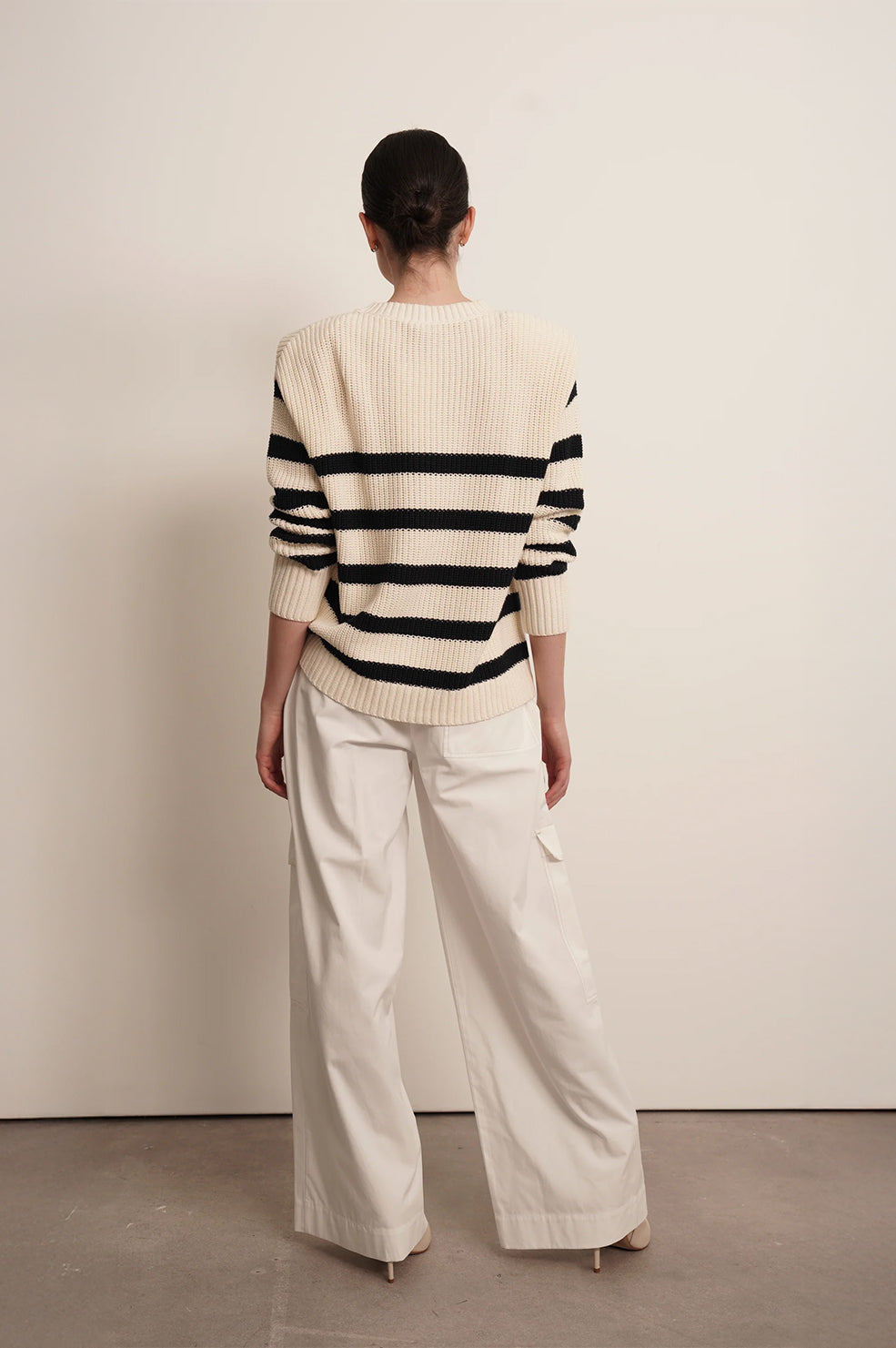 Mia Cotton Sweater - Navy Stripes Tops Parentezi