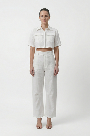 Valeria Cargo Crop - White Tops parentezi XS
