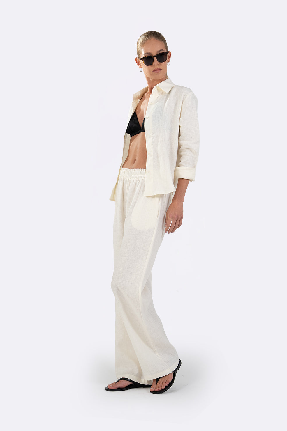 Amanda Linen Pant - Vanilla BOTTOMS Parentezi