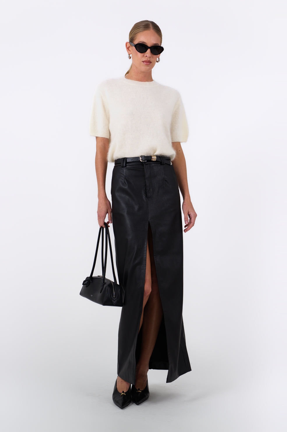 Anna Maxi Skirt - Faux Leather BOTTOMS Parentezi