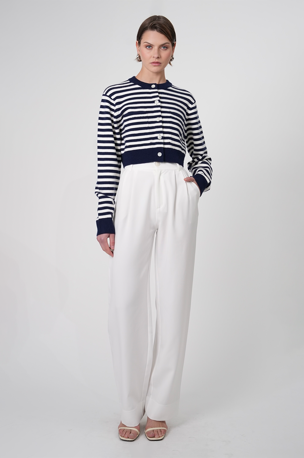 Antonella Crop Cardigan - Stripes