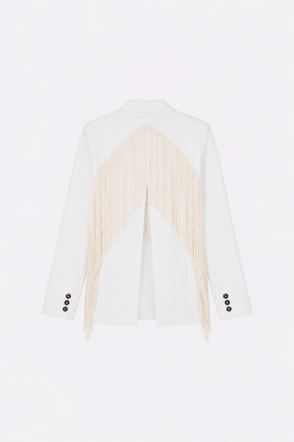 Vivienne Linen Fringe Blazer - White Blazer Parentezi
